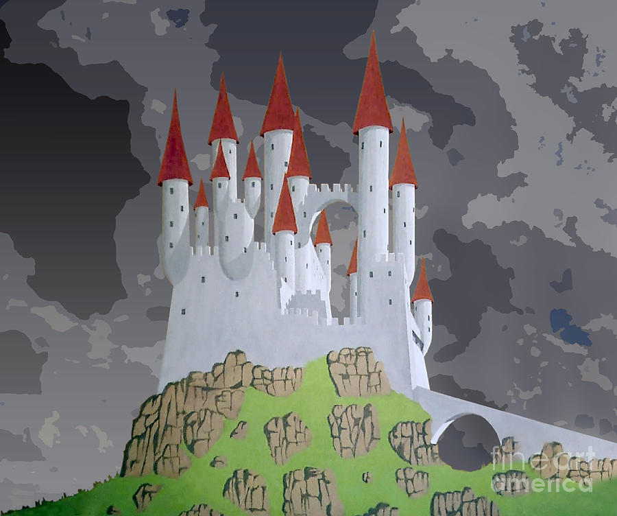 Fantasy castle Painting by Rod Jones