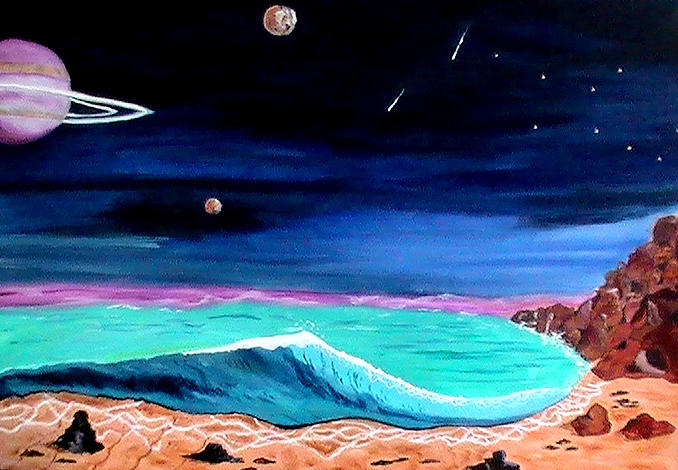 Planet Painting - Faraway Beach by Burma Brown