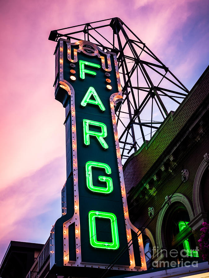 Sign Photograph - Fargo Theater Sign at Dusk Photo by Paul Velgos