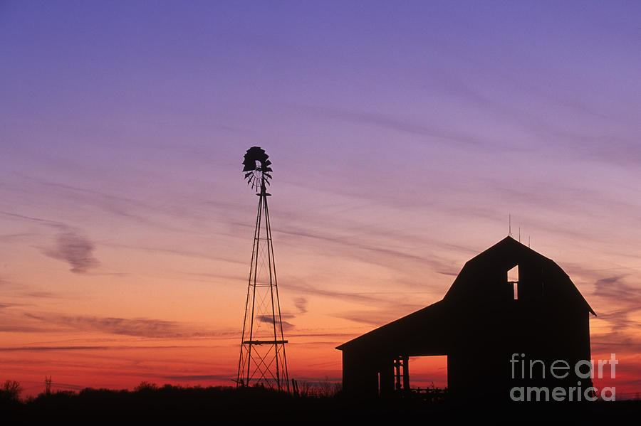 Farm at Sunset Photograph by David Davis and Photo Researchers