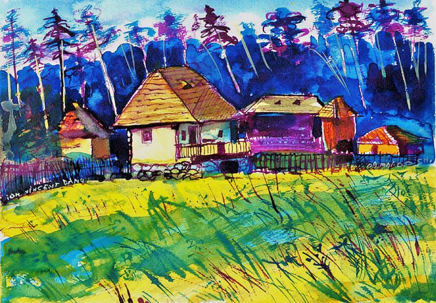 Farm Houses Near Sibiu Romania Painting
