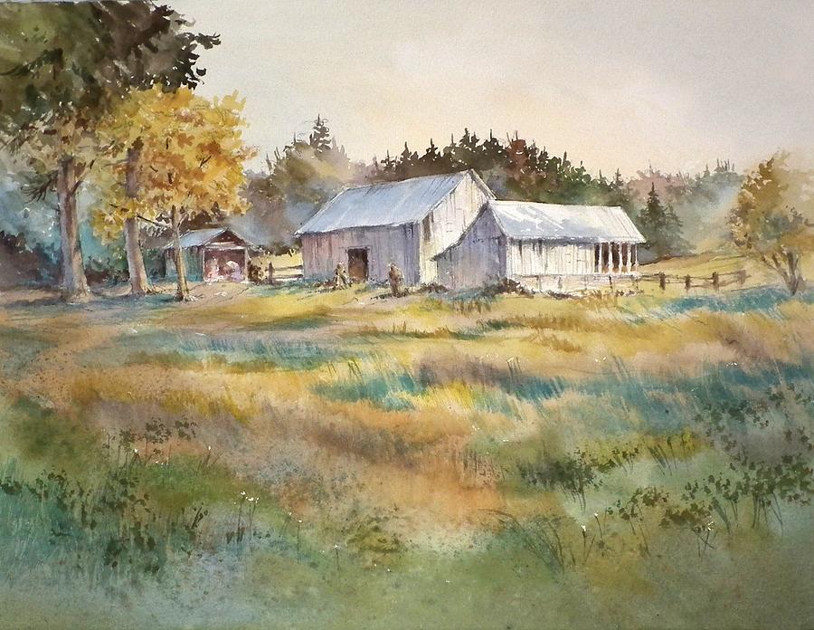 Farm On Denman Island Painting by Grant Fuller