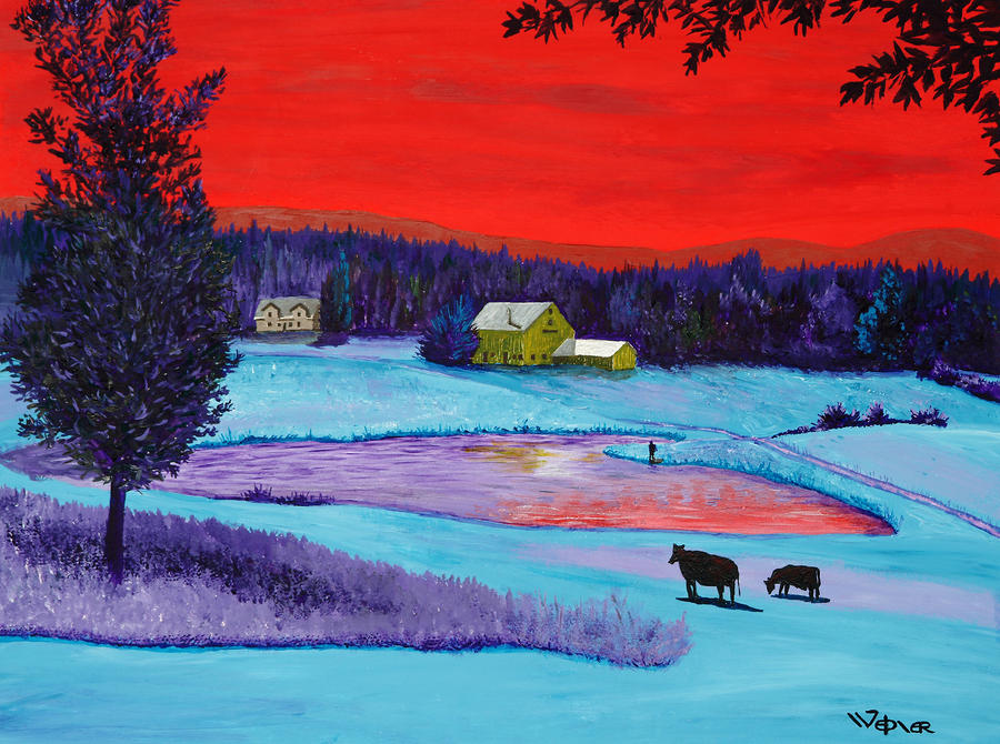 Farm Pond Painting by Randall Weidner