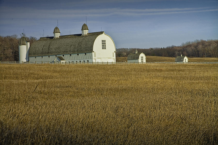 Farm scene with White Barn Photograph by Randall Nyhof - Fine Art America