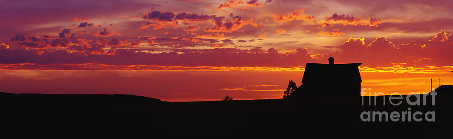Farm Sunset Photograph by Joe Sohm and ChromoSohm and Photo Researchers 