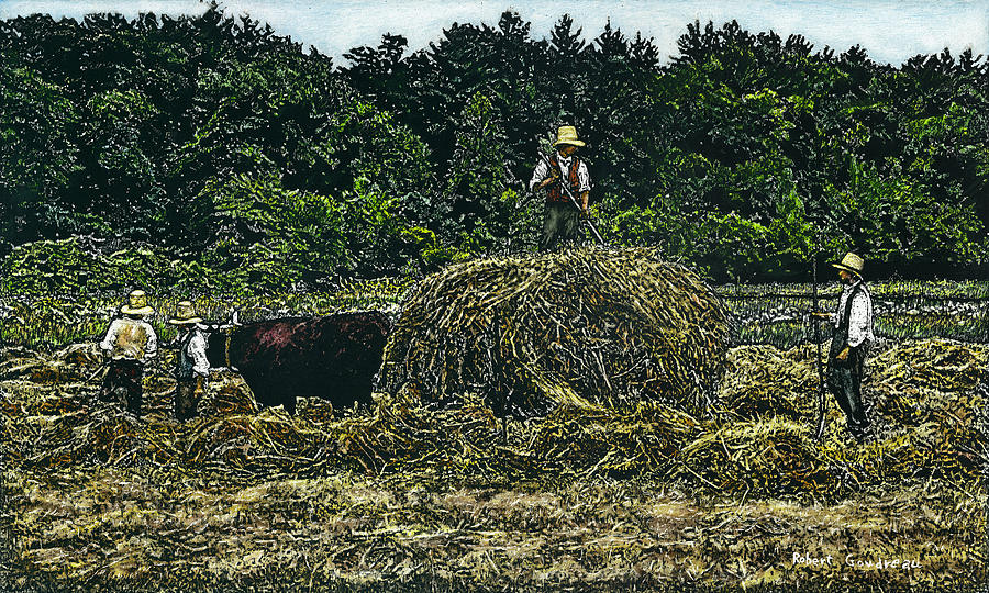 Farmers Haying Painting by Robert Goudreau