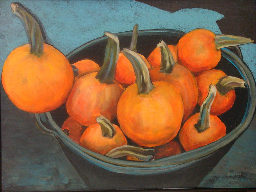 Farmers Market Pumpkins Painting by Edith Hunsberger