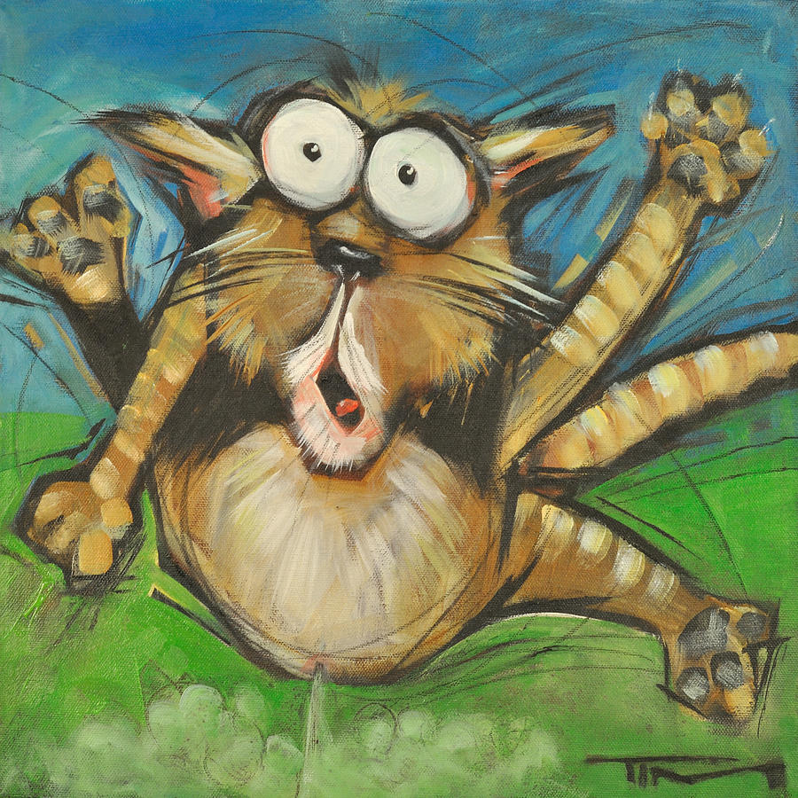 Cat Painting - Farting Feline by Tim Nyberg