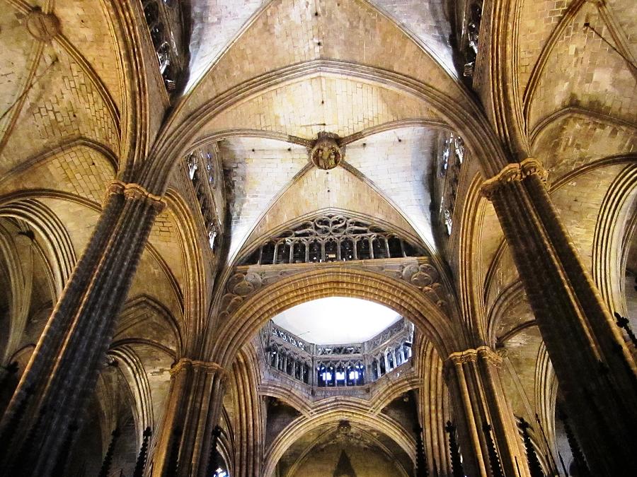 Fascinating Historic Cathedral Building Architecture With Many Interior Pillars II Barcelona Spain Photograph by John Shiron