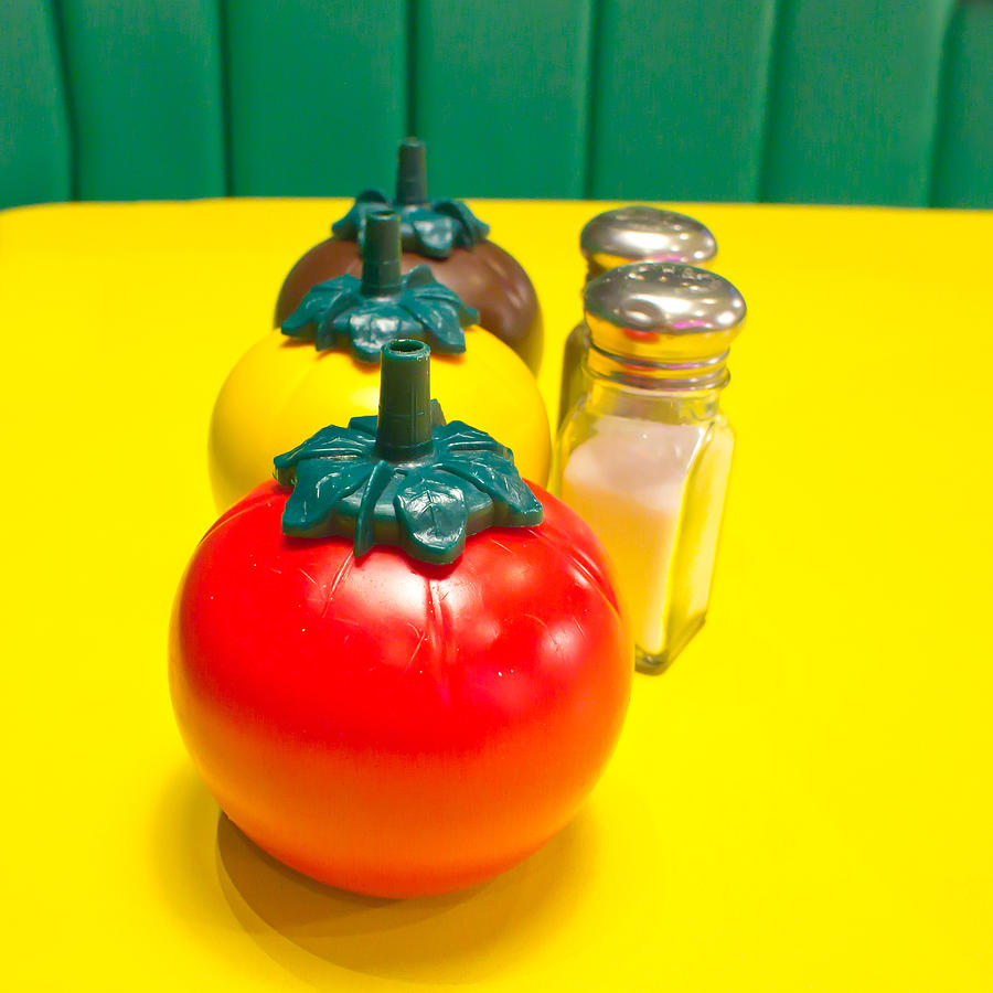 Tomato Photograph - Fast food condiments by Tom Gowanlock