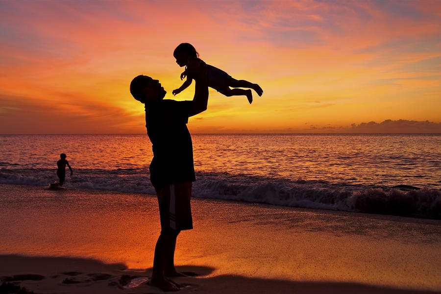 father son silhouette baseball