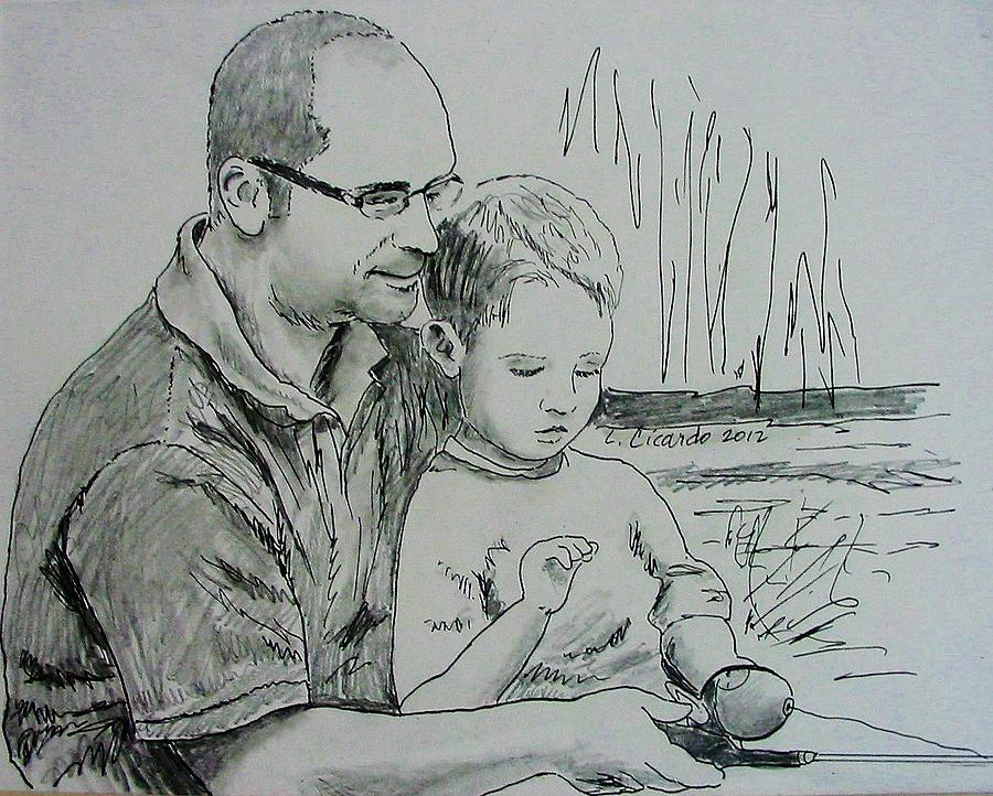 Single line drawing of father and daughter... - Stock Illustration  [68221842] - PIXTA
