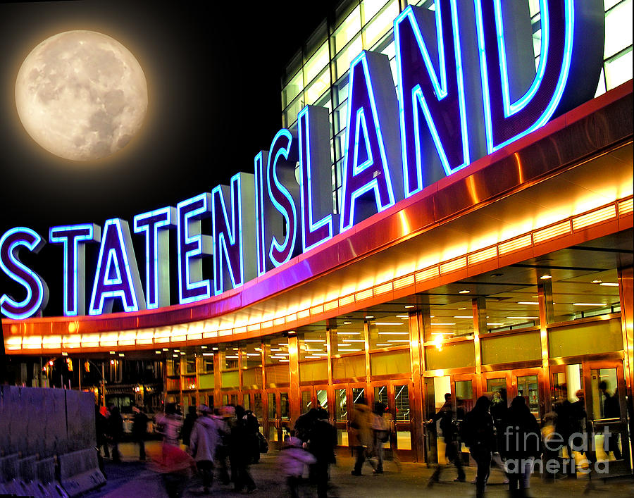 Architecture Photograph - Faux Moon at the Staten Island Ferry by Anne Ferguson
