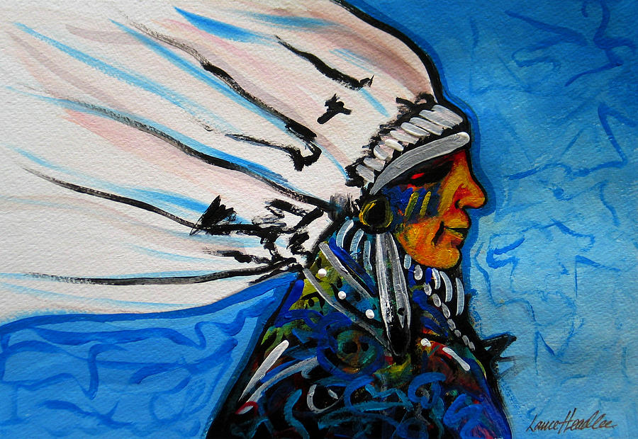 Native American Painting - Feather Head by Lance Headlee