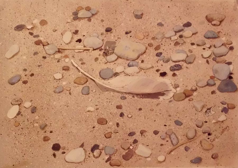 Sand Painting - Feather in Sand by Carla Dabney Sand Painting - Feather in Sand by Carla Dabney