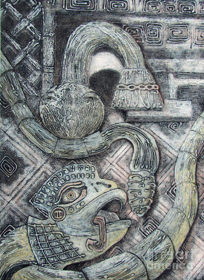 Black And White Mixed Media - Feathered Serpent 1 by Pamela Iris Harden