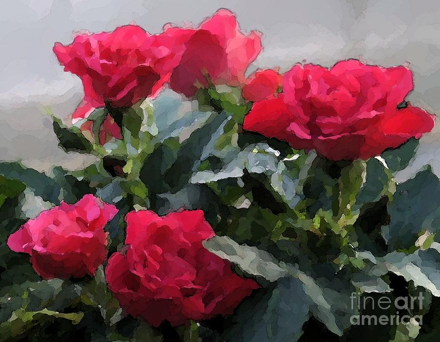 February Roses Digital Art by Denise Dempsey Kane