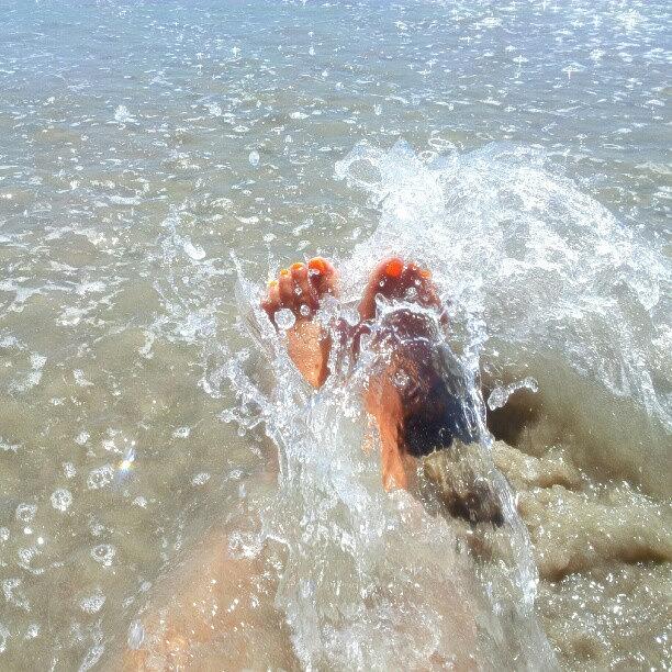 Nature Photograph - #feet  #beach #orange #water #sand by Lovely Malliha