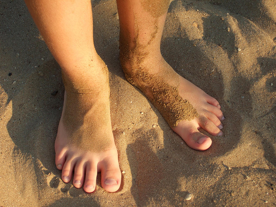 Summer Photograph - Feet of a child in the sand by Matthias Hauser
