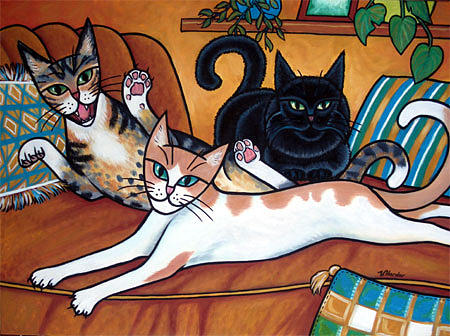 Cat Painting - Feisty Grumpy And Happy by Vivian Harder