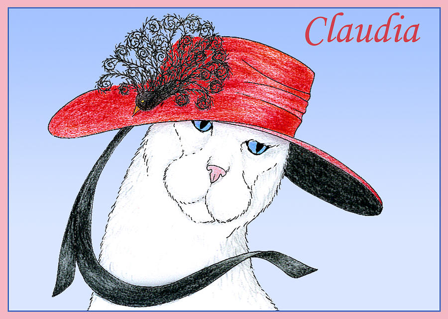 Feline Finery - Claudia Drawing by Alison Stein