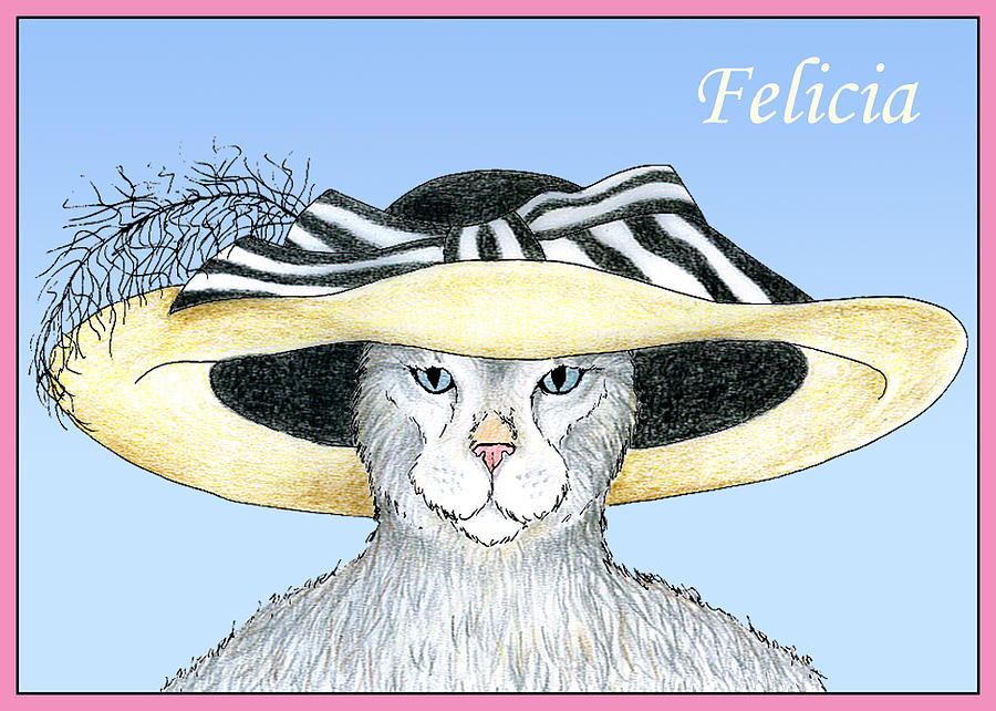 Feline Finery - Felicia Drawing by Alison Stein