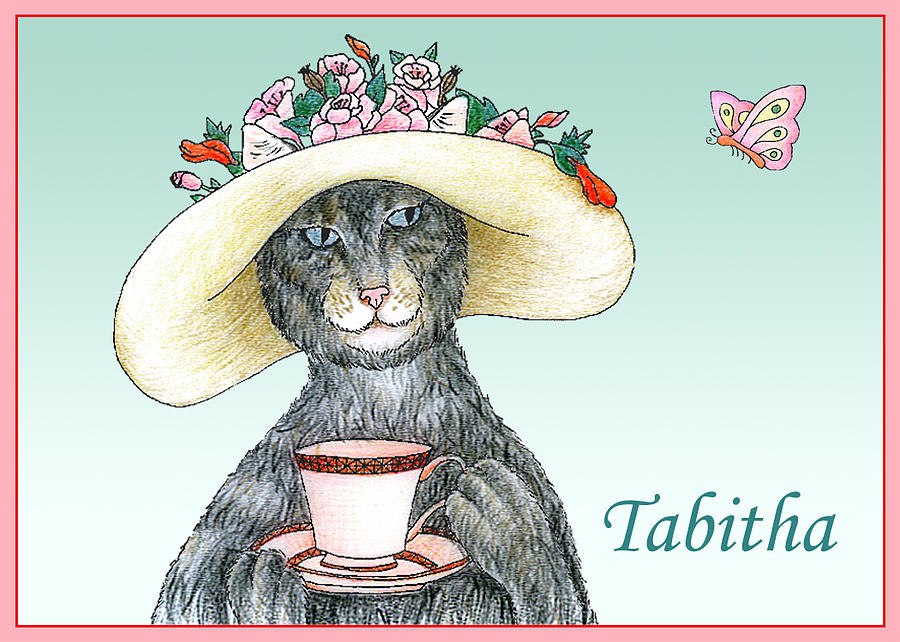 Feline Finery - Tabitha Drawing by Alison Stein