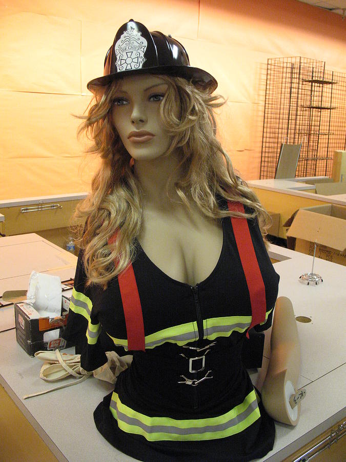 Female Mannequin Fire Fighter Body Face Portrait  Photograph by Kathy Fornal