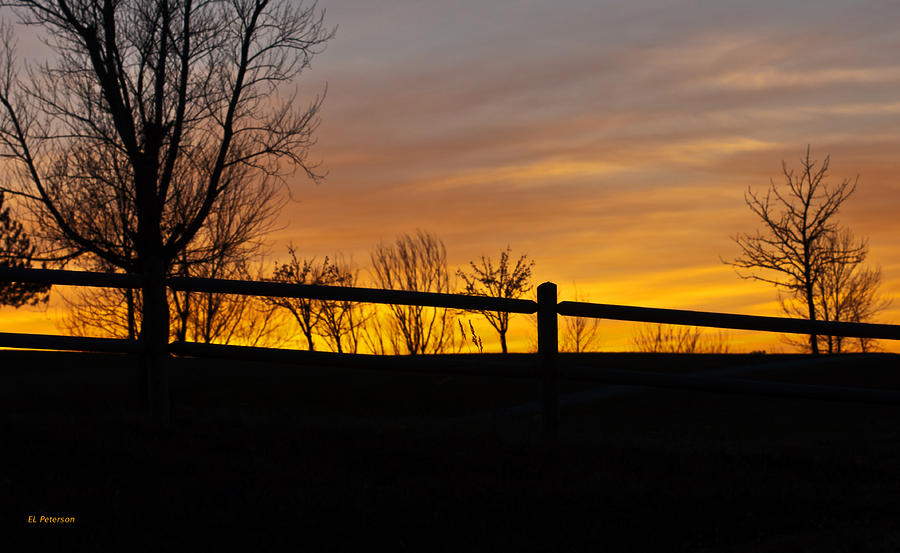 Fence At Sunset Photograph by Ed Peterson