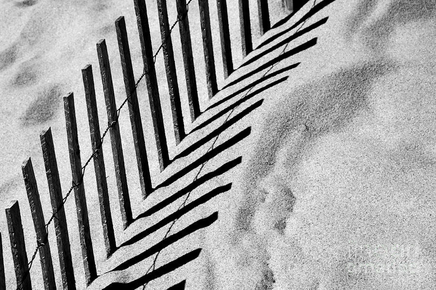 Black And White Photograph - Fence Shadows BW by Mike Nellums