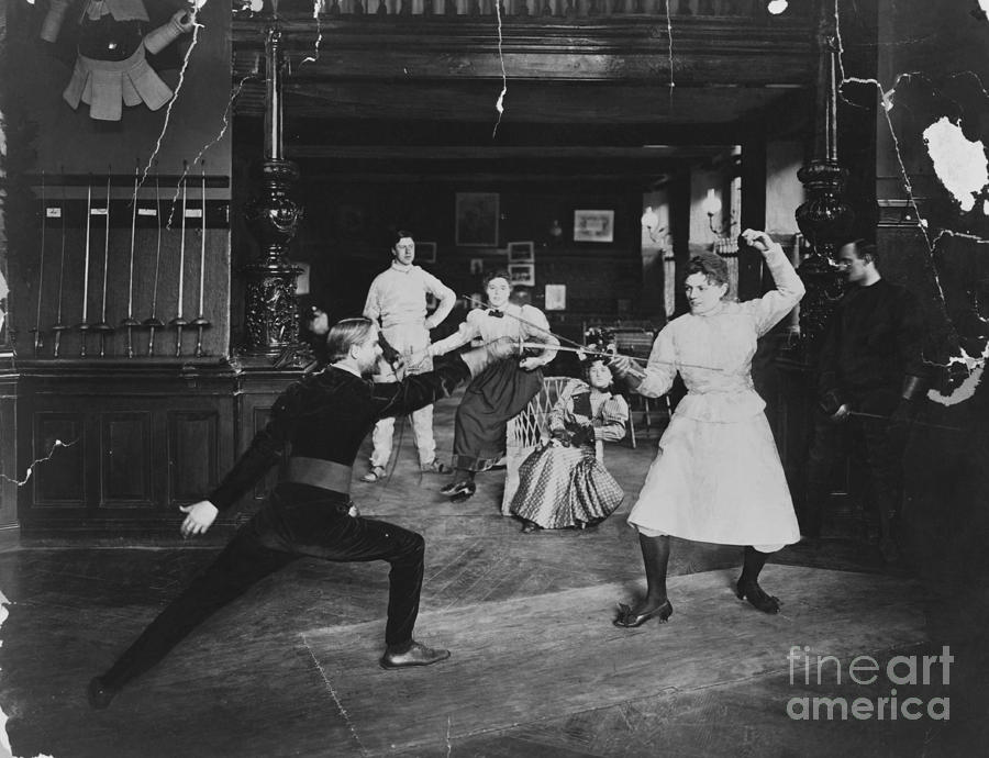 Fencing, C. 1908 Photograph by Photo Researchers