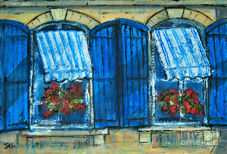 Fenetres Arles France Painting by Jackie Sherwood