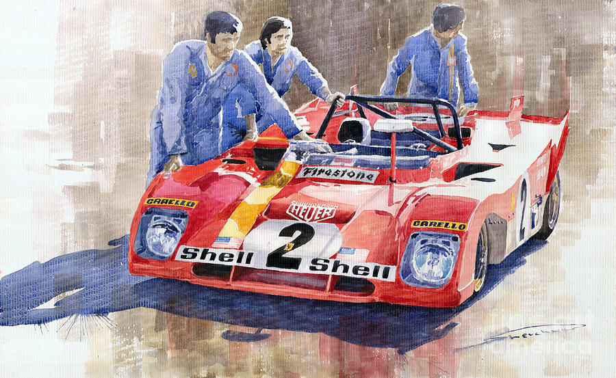 Car Painting - 1972 Ferrari 312 PB Daytona 6-hour winning by Yuriy Shevchuk