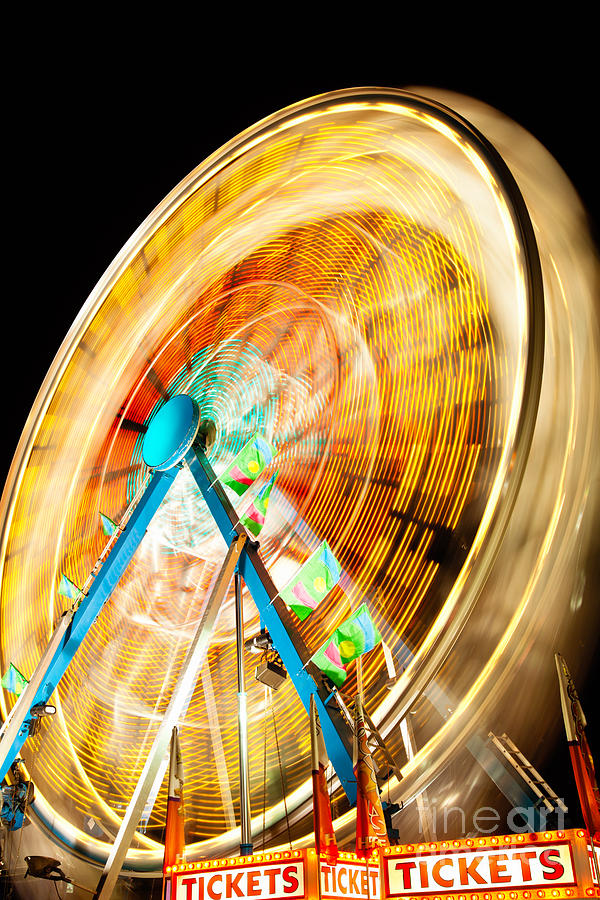 Ferris Wheel At Night Photograph