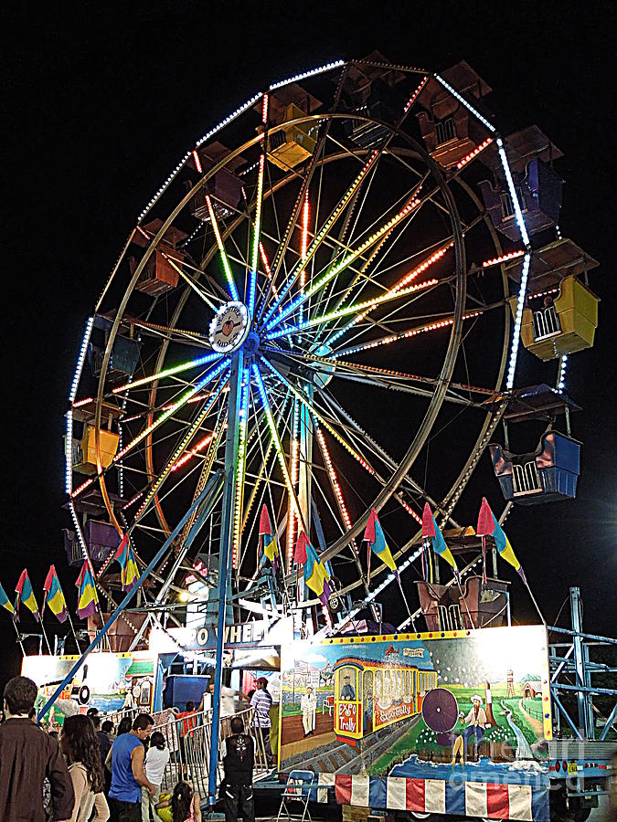 Ferris Wheel with a Crowd Photograph by Renee Trenholm