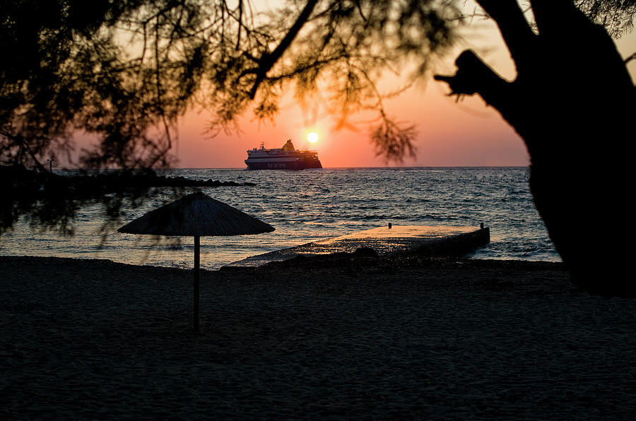 Ferry Meets Setting Sun Photograph by Lorraine Devon Wilke