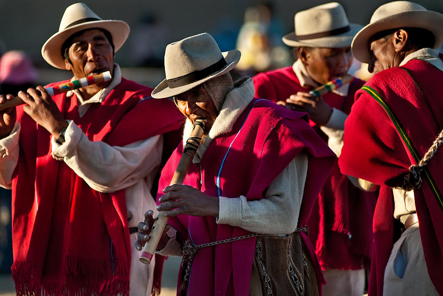 Music Photograph - Festival of music and traditional dances. Population of Compi. Republic of Bolivia. by Eric Bauer
