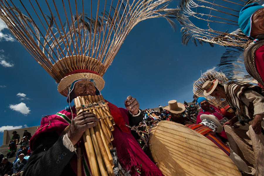 Music Photograph - Festival of music and traditional dances. Population of Tiwanaku. Republic of Bolivia.  by Eric Bauer