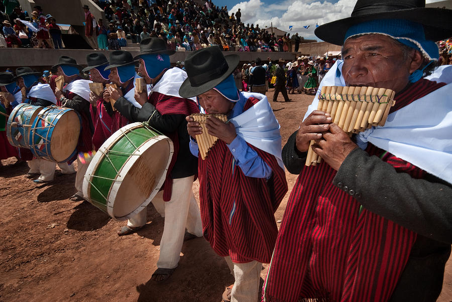 Festival Photograph - Festival of traditional dances. Population of Tiwanaku. Republic of Bolivia. by Eric Bauer