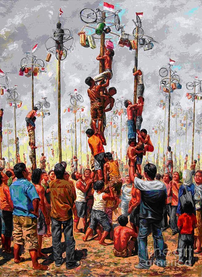 Festival Panjat Pinang Painting by Afri Ani