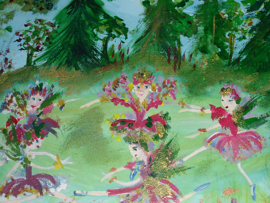 Festive Fairies Painting by Judith Desrosiers