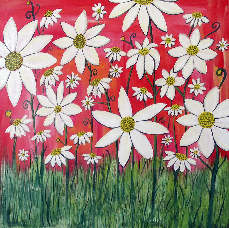 Field of Daisies Painting by Jo Claire Hall | Fine Art America