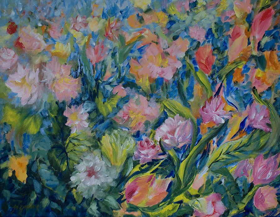 Flower Painting - Field of Flowers by Jo Smoley