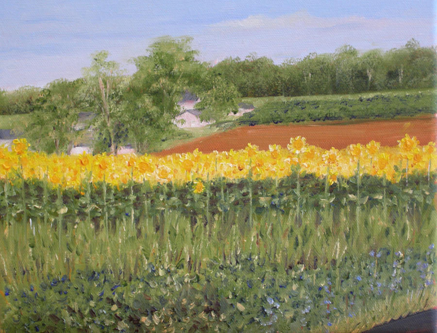Field of Sunflowers Painting by Margie Perry