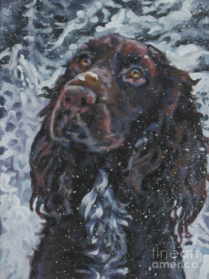 Dog Painting - Field Spaniel In Snow by Lee Ann Shepard