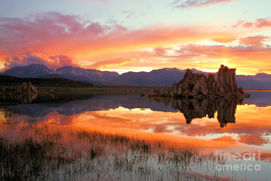 Fiery Mono Lake Sunset Photograph by Adam Jewell