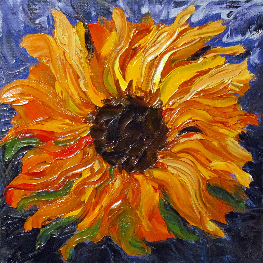Sunflower Painting - Fiery Sunflower by Eva Kondzialkiewicz