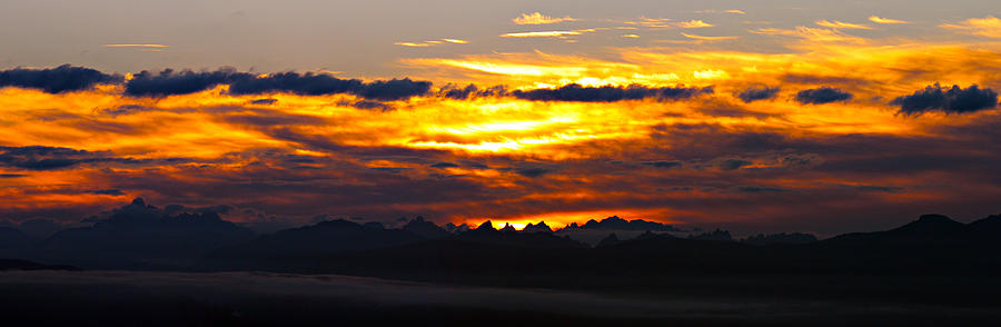 Nature Photograph - Fiery sunrise over the Cascade Mountains by Paul Fell