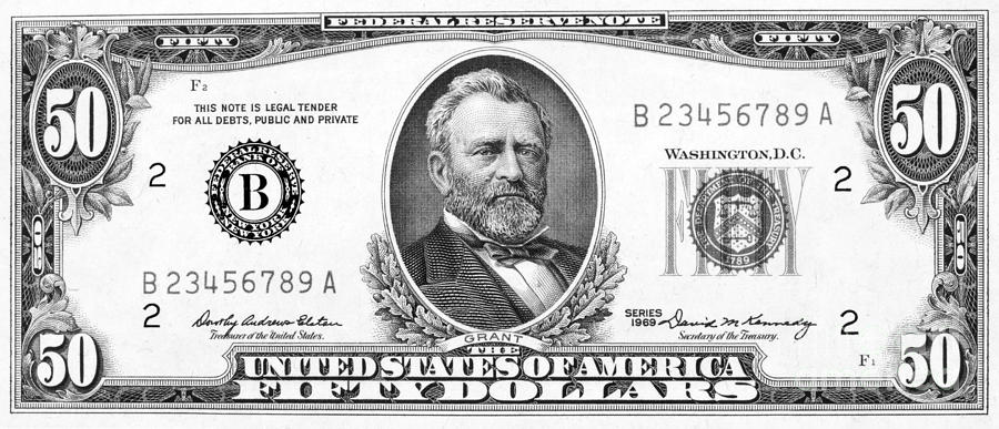 Fifty Dollar Bill Photograph by Granger