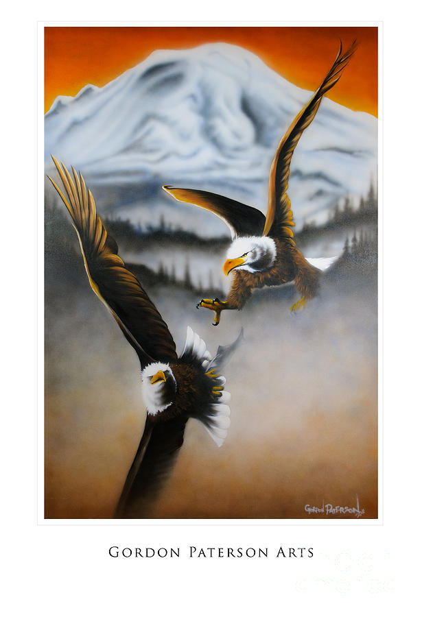 Eagles Painting - Fight In Flight by Gordon Paterson Eagles Painting - Fight In Flight by Gordon Paterson